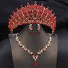 Quality Blue Tiaras and Crowns Bridal Jewelry Sets for Women Prom Wedding Crown necklace earrings Set Costume Accessories