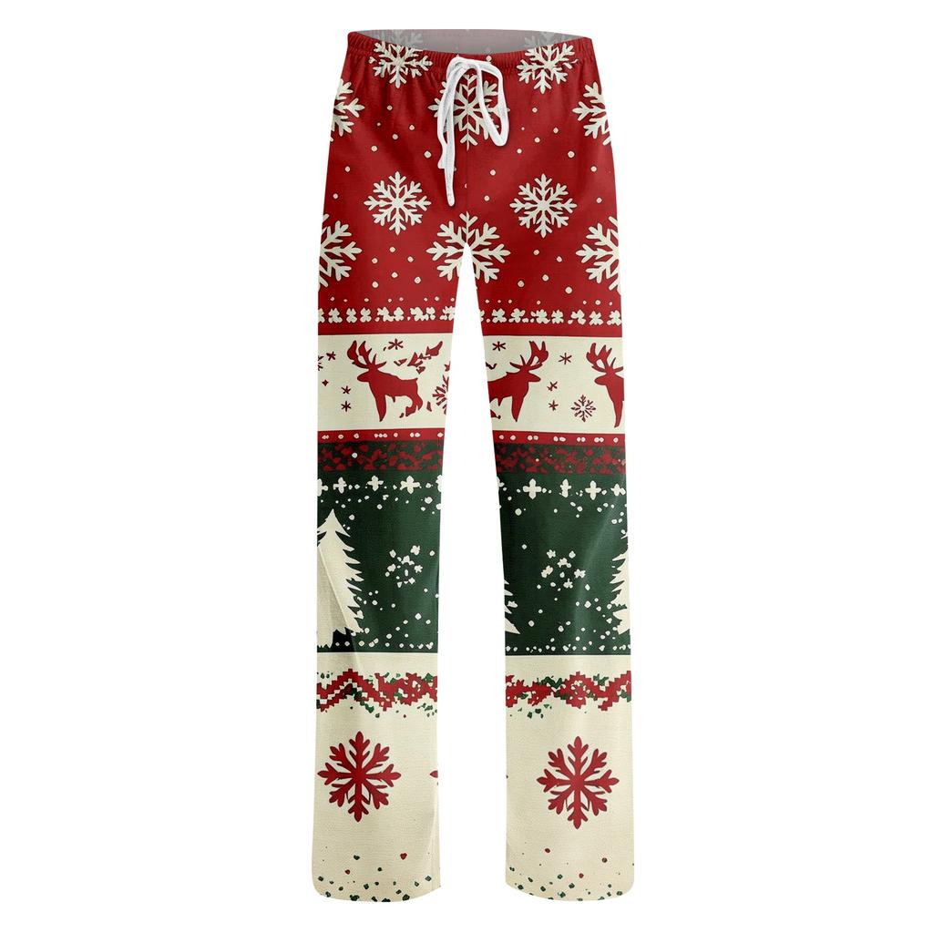 Women's Christmas Print Pants Casual Pants No Pockets