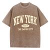 New York Brooklyn Brief Aufdruck Gewaschene T-Shirts Damen Baumwoll Tops Bequem Ausgefranste Rundhals T-Shirts Sommer Damen Kleidung