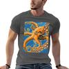 Tangerine Octopus On Blue Background TShirt Cotton T Shirts High Quality Cotton T Shirt Pack Funny T Shirts Unisex TShirt