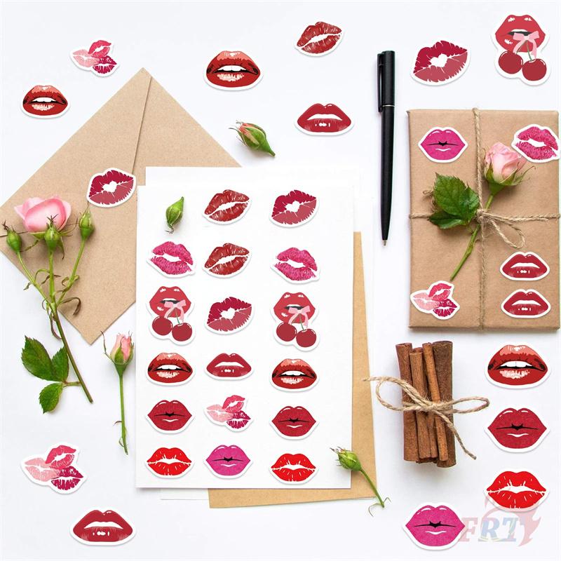 500Pcs/Roll Blazing Red Lips Kids Rewards Stickers - DIY Scrapbooks Album Decor Sealing Label Decals