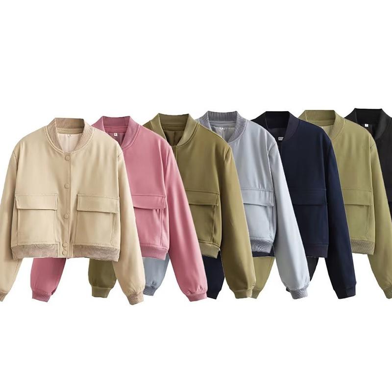 Женская короткая куртка с большими карманами в стиле Европы и США — фото 3