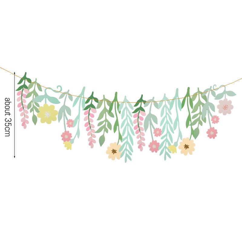 

Leaves Flower Paper Garland Banner Kids Boy Girl Birthday Party Decoration Favors Supplies Spring Home Wall DIY Hanging Flag