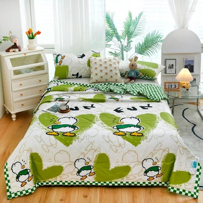 Cute Cotton Summer Quilt Floral Cartoon Double Side Air-conditioning Cool Comforter Breathable Blanket Kids Adult Thin Bed Cover