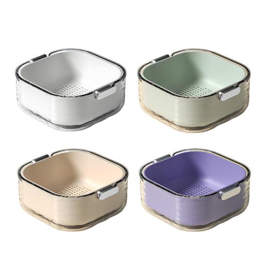 3Pcs/Set Kitchen Strainer Colander Bowl Stackable Drain Basket Food Strainers Multi-Layer Vegetable Washing Basket for Fruit Spaghetti