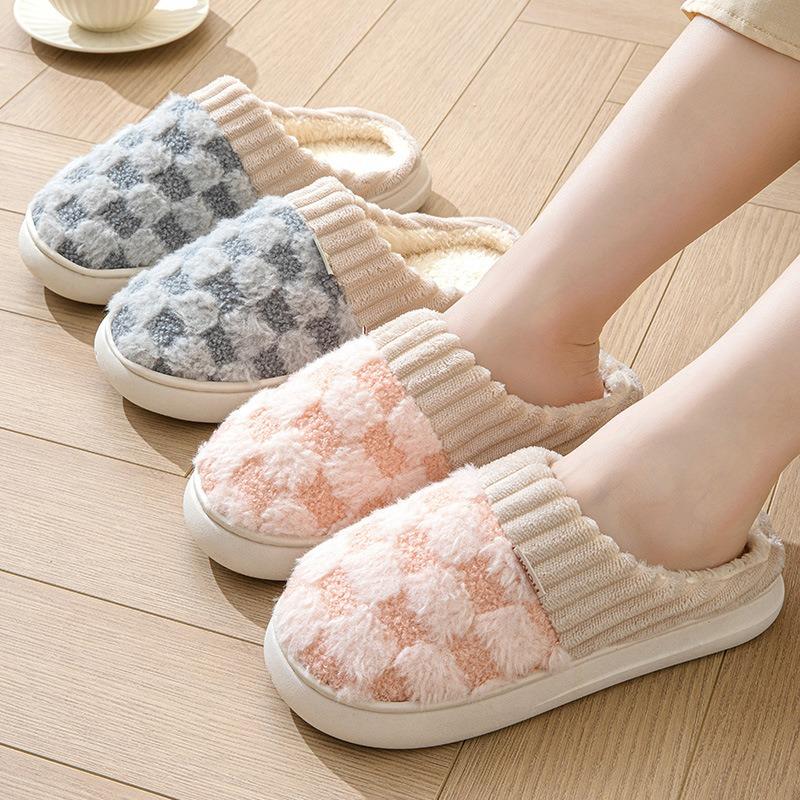 High-quality autumn and winter cotton slippers women's indoor home non-slip thick bottom couple bedroom wear plush cotton drag men
