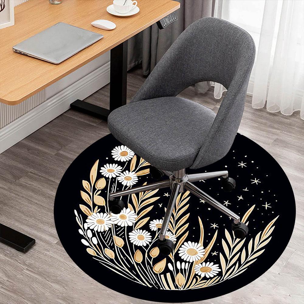 

1pc Flowers Night Round Chair mat Area Rug - Non-Slip, Floor Mat for Office, Bedroom, home decor Christmas Gift-1002364 80cm