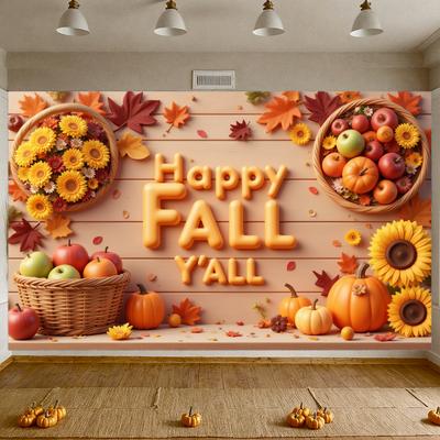 Harvest Banner Wooden Background Party Decoration Seasonal Banner Rustic Fall Decor For Autumn Festival Party Background