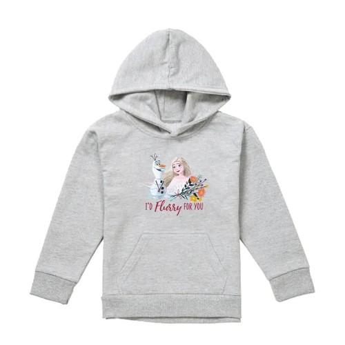 Frozen Childrens/Kids I´d Flurry For You Elsa & Olaf Heather Valentine`s Day Pullover Hoodie