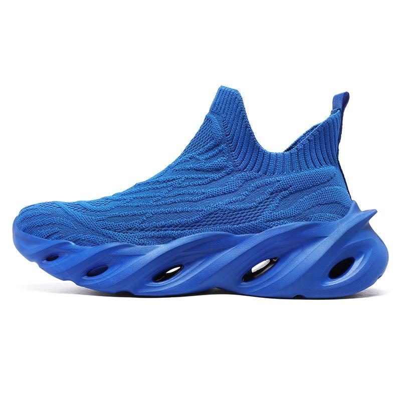 Men's Slip-on Sneakers Breathable Knit Athletic Shoes Hollow-out Cushioned Sole Fashionable Footwear for Training