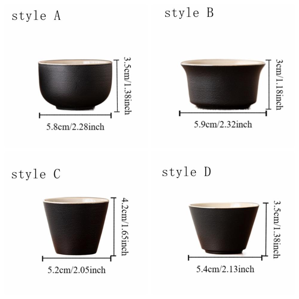 6PCS Tea Pair Set Retro Tea Cup Black Heat-resistant Tea Bowl Chinese Handmade Single Cup Office