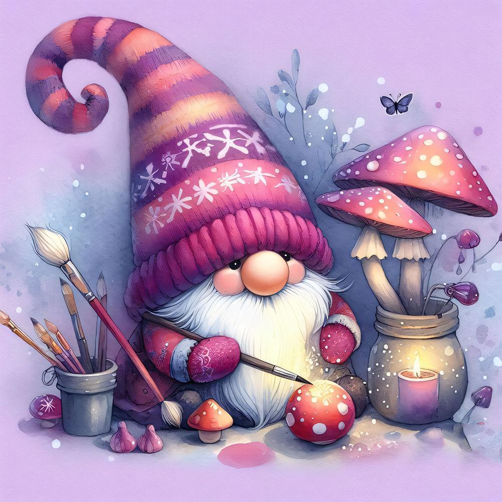 5D Diamond Painting Cute Gnome Painting Mushroom DIY Craft Kit Diamond Art Full Drill Home Wall Decor Handmade Gift for Adults