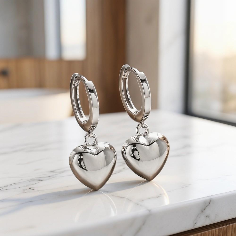 Zinc Zinc Alloy Dangle Drop Earrings Minimalist Hoop Earrings Temperament Heart-Shaped Earrings  Daily Wear