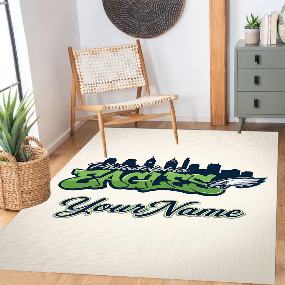 Philadelphia Eagles Customizable Name Floor Mat Design For Hallway Game Room Dormitory Decorate Room Antislip Carpet Decorate Offices Spiritual Gift