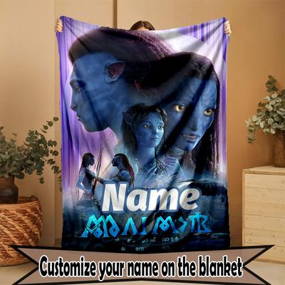 Manta Personalizada com Nome e Avatar Impresso, Decoração de Casa, Quarto, Sofá, Acampamento, Divã, Presentes para Aniversário de Natal