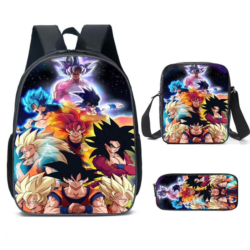 Dragon Ball Kids Backpack Set With Breathable Oxford Fabric For School Use