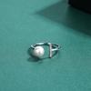 Seulement Natural Freshwater Pearl 925 Silver Zircon Open Ring Fashion Geometric Jewelry for Women Elegant Daily Wear