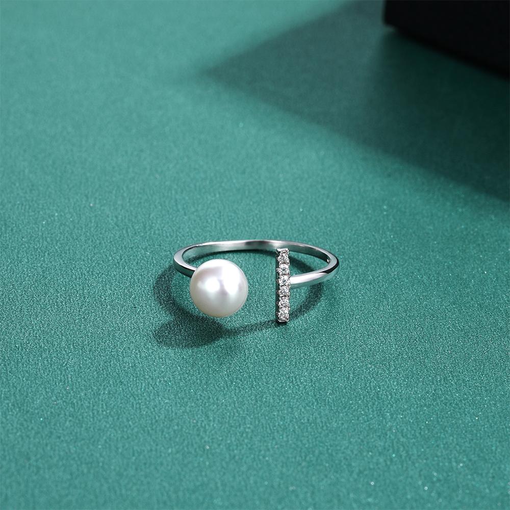 Seulement Natural Freshwater Pearl 925 Silver Zircon Open Ring Fashion Geometric Jewelry for Women Elegant Daily Wear