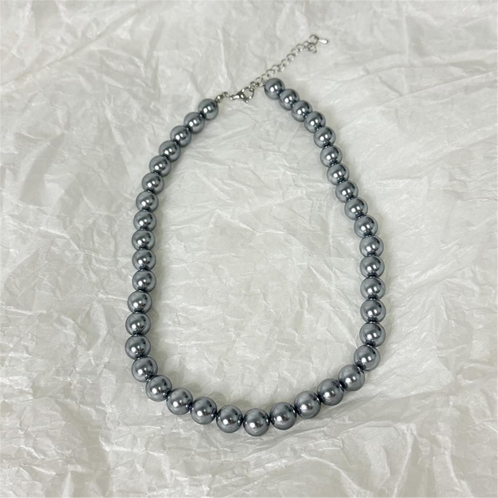 Tooxika Vintage Luksusowy Naszyjnik z Szarych Pereł Prosty Temperament Zimny Wiatr Łańcuszek na Obojczyk Damski Łańcuszek do Swetra