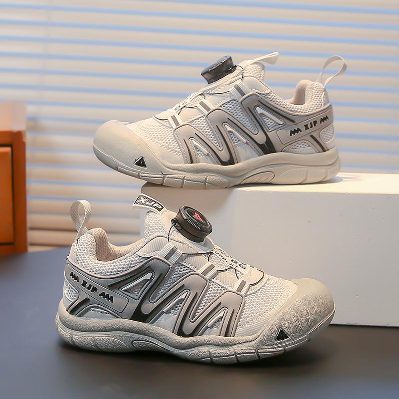 New children's sports shoes 2025 spring and autumn girls casual shoes classmates mesh shoes rotating button boys shoes