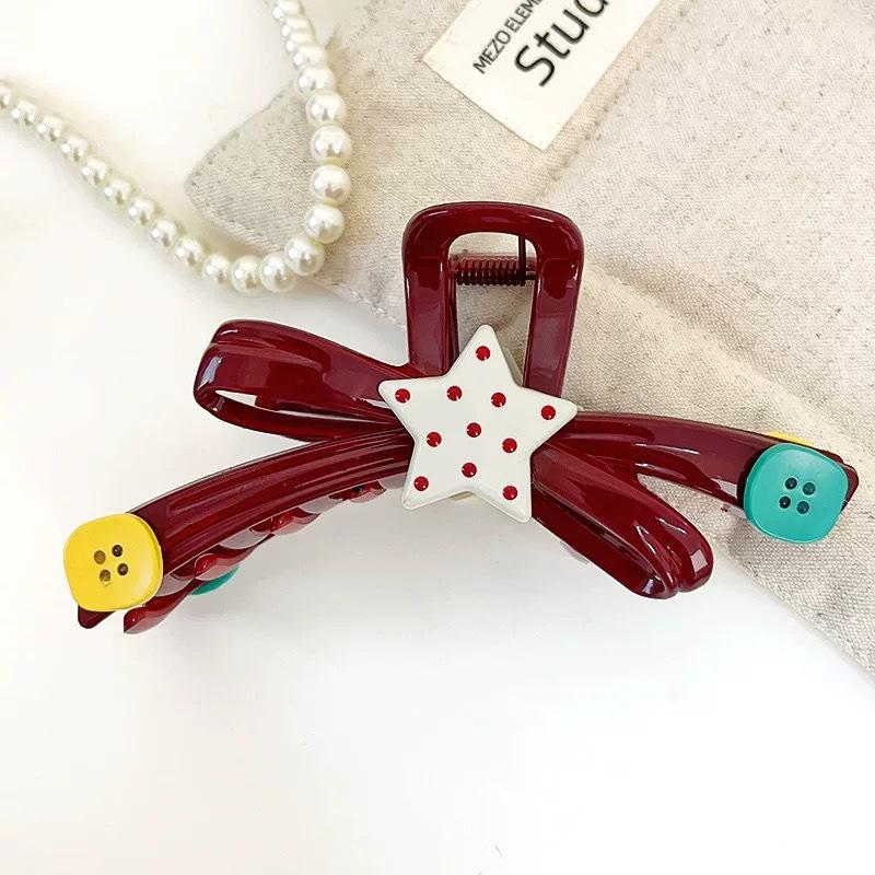 Korean Style Polka Dot Bow Shark Hair Clip - Elegant & Versatile