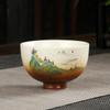 1pcs 100ml Coarse Pottery Teacup Single Cup Large Handmade  Ceramic Kung Fu Tea Set  Hand-painted Firewood Master Cup.