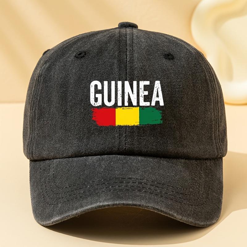 Unisex Fashionable and Versatile GUINEA Letter Printed Baseball Cap Retro Washed Outdoor Lightweight Peaked Cap чёрный