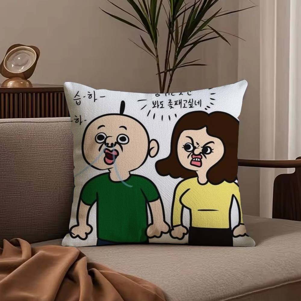 Funny Bonbons Daily Life Cartoon Pillow Case Anti-dustmite Pillowcase Invisible zipper silky short plush Sofa cushion cover