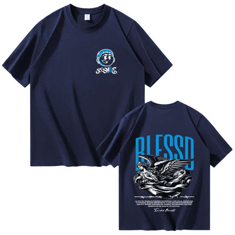 Hip Hop Rapper Bless Harajuku Graphics Unisexs And Unisexs Sporty Casual Tshirt Fashion Summer Print 100 Pure Cotton Tshirt