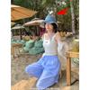 Korean Style High Waist Striped Wide-Leg Pants for Women - Spring & Autumn 2025