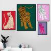 Abstract Animal Beast Posters Prints Red Pink Green Tiger Doesnt Lose Sleep Canvas Painting Wall Art Pictures Nordic Home Decor No Frame