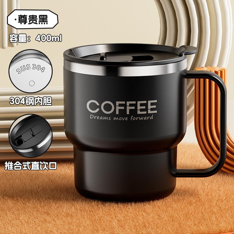 304 Stainless Steel Coffee Mug with Lid Double-Wall Travel Cup, Spill-Proof & Leakproof, Elegant Coffee Cup for Hot/Cold Drinks