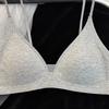 Dark Grey Ribbed Wireless Bra with Thin Adjustable Straps