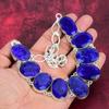 Burmese Blue Sapphire 925 Solid Sterling Silver Necklace Brand New Jewelry, Adjustable Chain Necklace Gemstone Handmade Jewelry