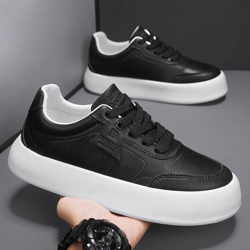 Freizeitschuhe aus PU-Leder für Herren, neue Schnürschuhe, dicke Sohle, lässige Sportschuhe, vielseitige flache Schuhe mit Überhöhe, Herren-Sneakers, Zapatos