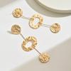 Bohemian Retro Gold Color Pleated Geometric Pendant Earrings, Women's Personalized Trendy Holiday Party Accessories Gifts