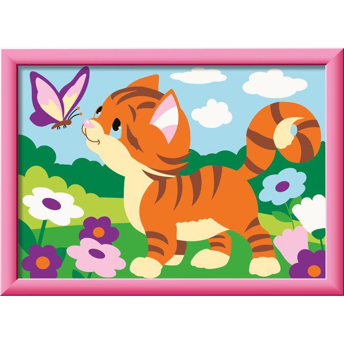 Ravensburger – CreArt Kids 13x18cm – Numéro d'Art – Chat avec papillons – Kit de peinture par numéros – Dès 7 ans – 12023219