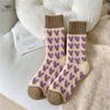 Purple Heart Knit Socks Soft Warm and Cozy for Fall and Winter Women's Fashion Socks