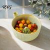 Berry Rinse Basket Ceramic Washing Bowl with Drainage Hole, 360 Degree Self Vegetable Soaking Rinsing Fruit Bowl, Fresh Cleaning Strainer Produce
