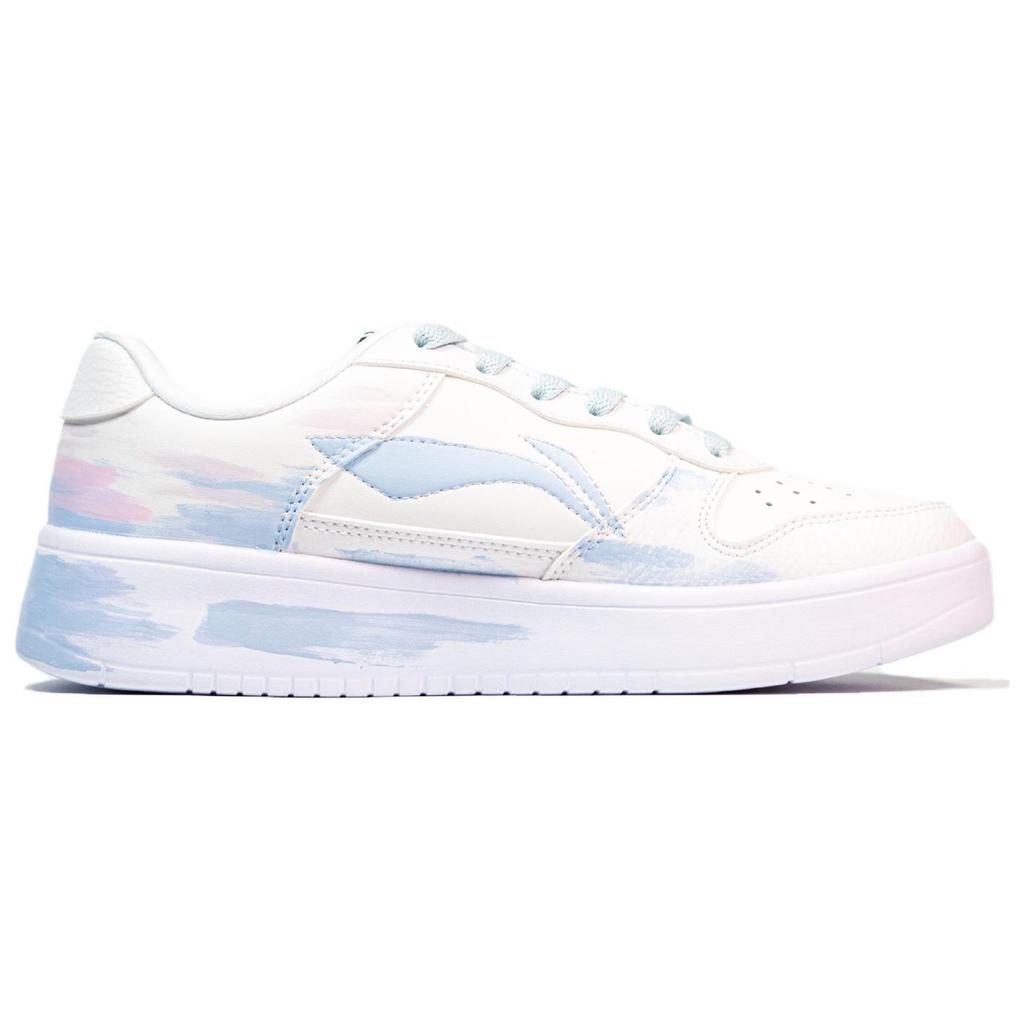 Li Ning Floating Boat Leichte und atmungsaktive Low-Top-Skateboardschuhe Damen Weiß Blau AGCS420-6(Team802--)