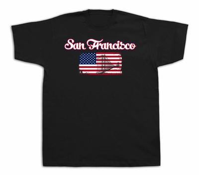 San Francisco Flag Souvenir Tourist Spots City Sites T Shirt Funny Casual Tee