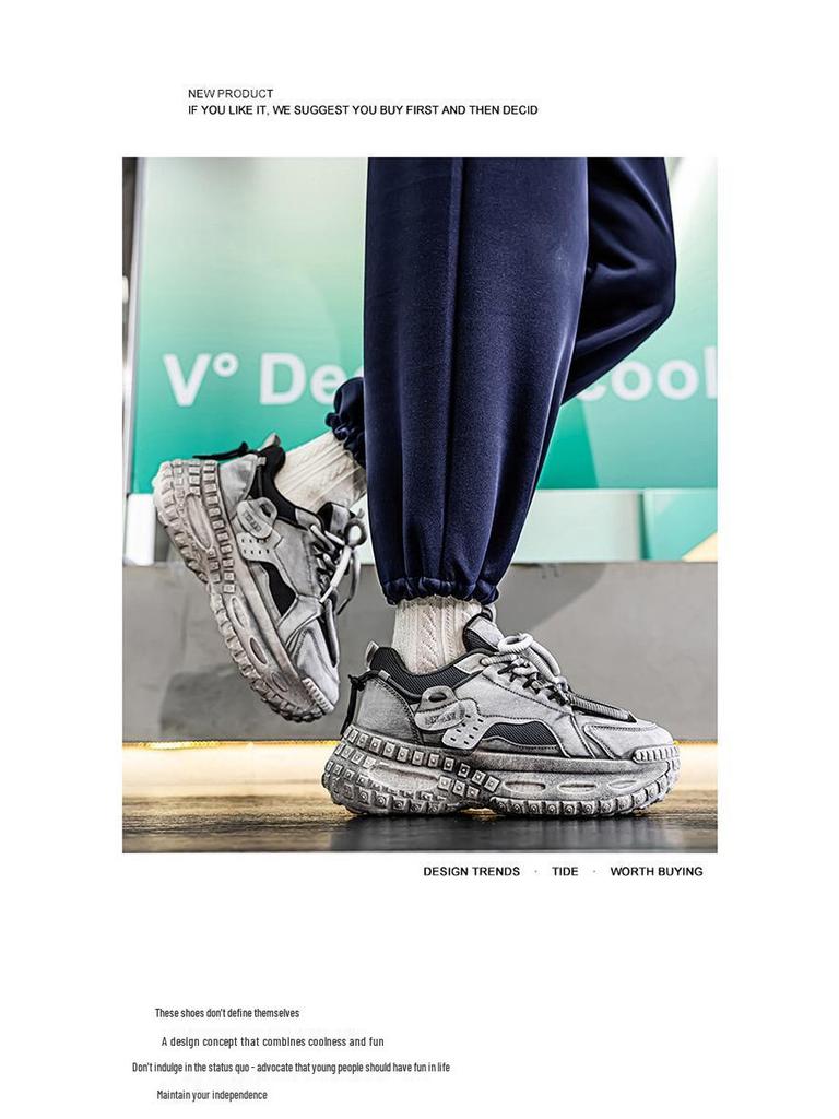 Men's Trendy Breathable Mesh Sneakers with Thick Tire Sole