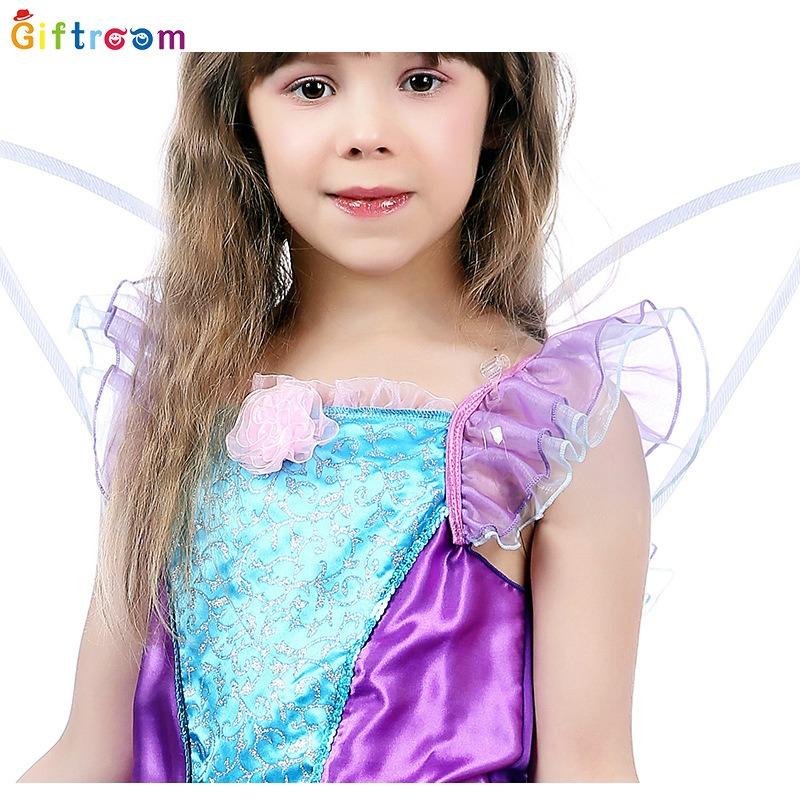 Western Halloween Orgy Children's Costume Girls Purple Elf Fairy Mesh Dress Masquerade