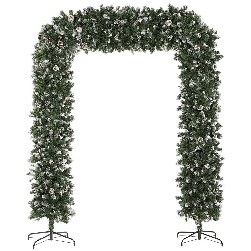8.2 Ft Snow Frosted Christmas Tree Arch, Christmas Arch Doorway Decor with 1800 Tips and 91 Pinecones