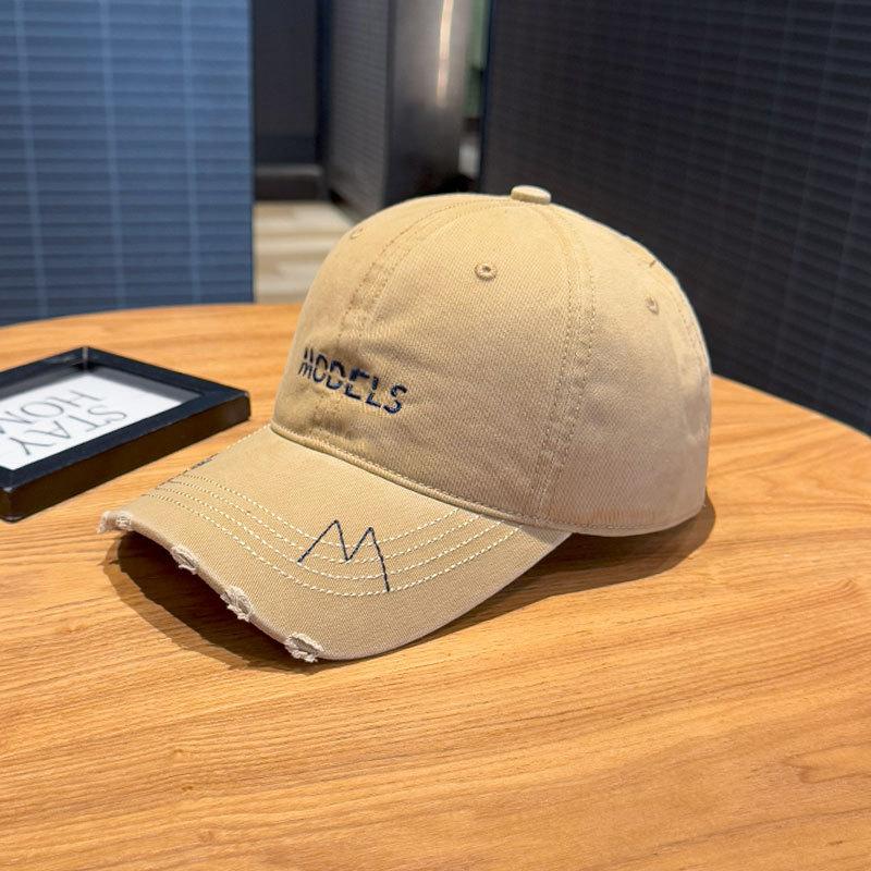 Baseball Cap Broken Brim Embroidery Letter Hat Female Peaked Cap Male Face Small Spring and Autumn Wide Brim