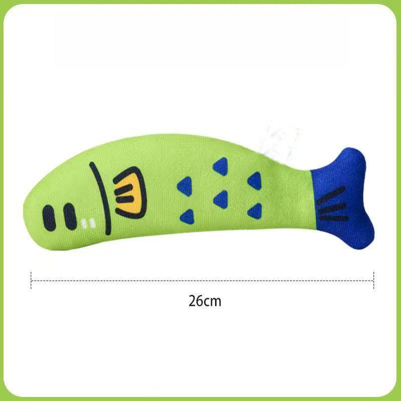Eco-Friendly Linen Catnip Fish Chew Toy Boredom Buster Cartoon Style Pet Toy