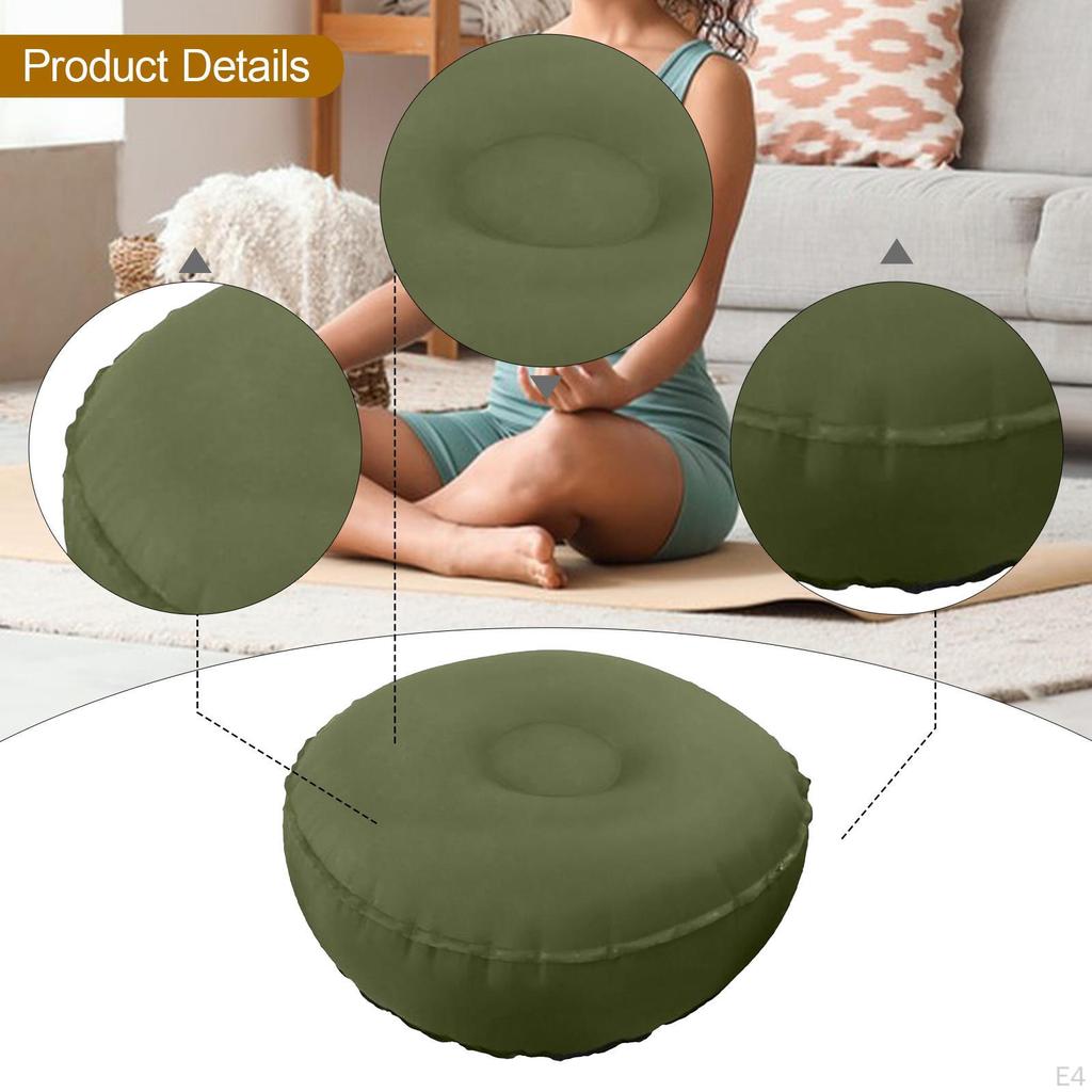 Pernă gonflabilă ergonomică reglabilă pentru meditație cu suprafață din microfibră antiderapantă, portabilă, pentru podea