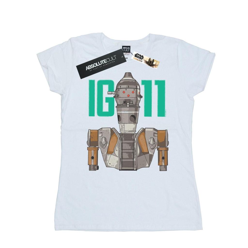 STAR WARS Womens/Ladies The Mandalorian IG-11 Bounty Hunter Cotton T-Shirt