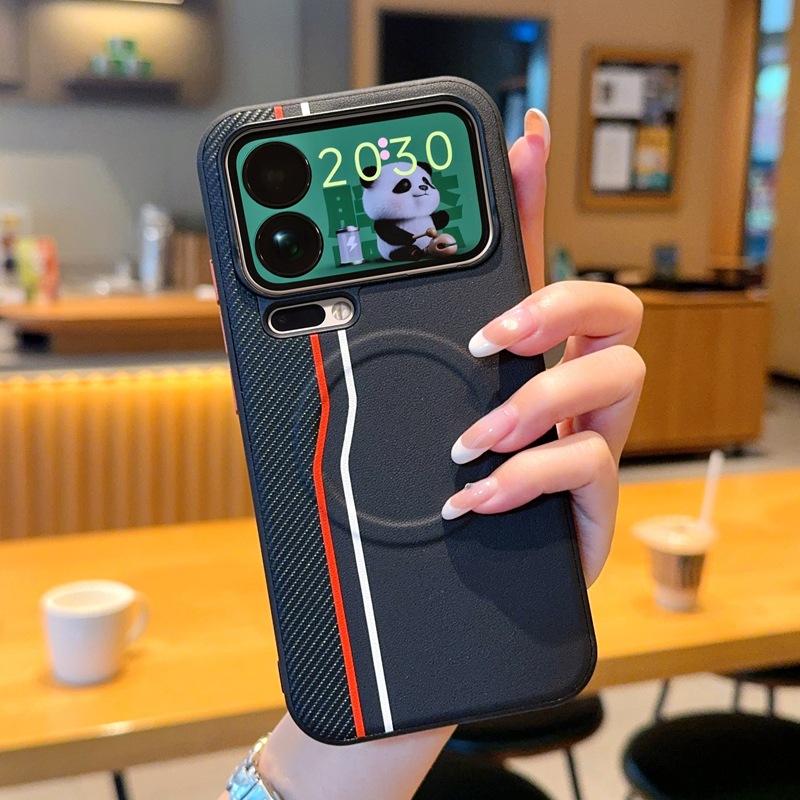 

For Xiaomi 17 Pro Max 15 Ultra 15S 14 Double Line Pattern Phone Case,for Redmi K90 Pro Max K80 Magnetic Metal Lens Ring Cover K80 чорний