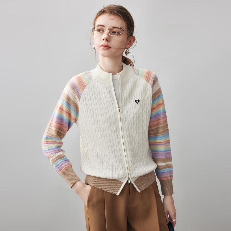 Women's Striped Rainbow Cashmere Cardigan